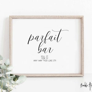 Parfait Bar Sign, Yogurt Bar Sign, Baby Shower Sign, Breakfast Party,Party Decorations Bridal Shower Sign Bridal Shower, Brunch Wedding Sign