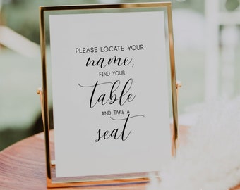 Find Your Table Sign, Please Find Your Seat Sign, Wedding Sign, Place Cards Sign, Wedding Printables, Take Your Name Card Sign printable