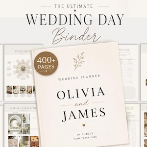 The Ultimate 400 page Wedding Day Binder Template,  Wedding Itinerary, Wedding Checklists, Digital & Printable Wedding Binder, Canva