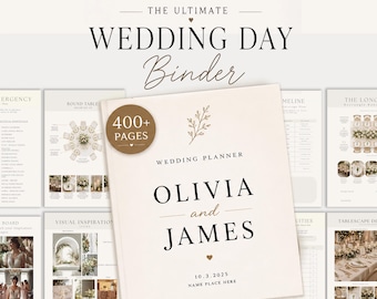 The Ultimate 400 page Wedding Day Binder Template,  Wedding Itinerary, Wedding Checklists, Digital & Printable Wedding Binder, Canva
