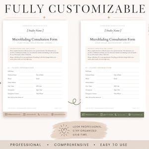 Microblading-Formularpaket, bearbeitbare Vorlagen für Einverständniserklärung und Beratung für Permanent Make-up, PMU-Augenbrauen-Kundenformulare und Nachsorge, Salonformulare Bild 4