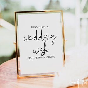 Please Leave A Wedding Wish For The Happy Couple, Wedding Signs, Printable Wedding Sign, Wedding Decor Sign, Wedding Guestbook Sign