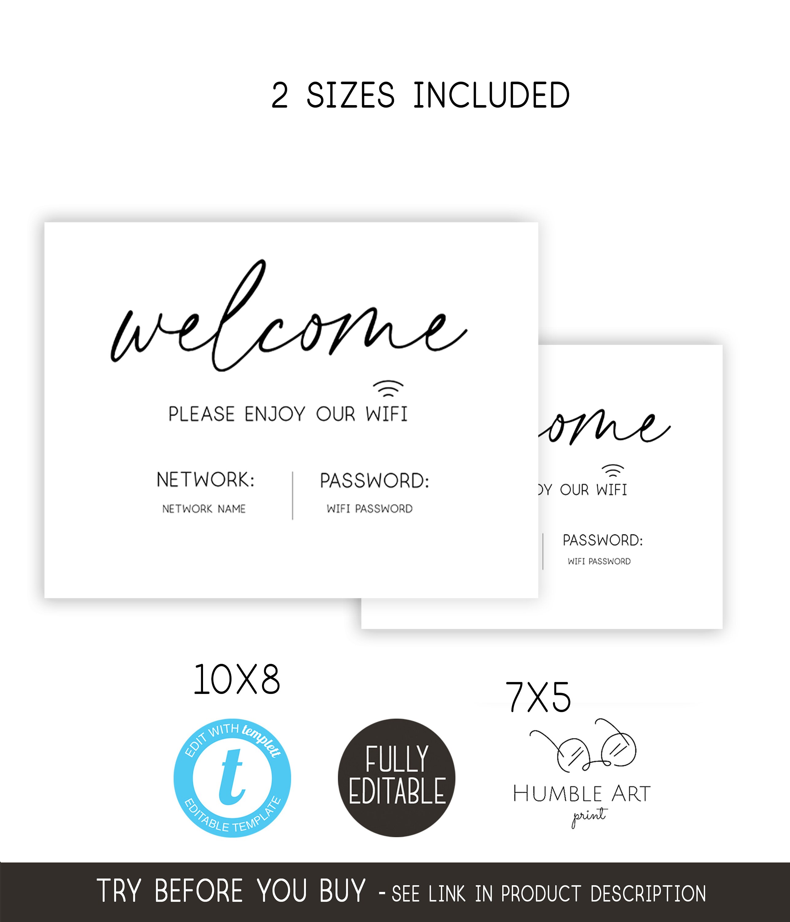 Wifi Password Sign Printable ,wifi Sign Template, Home Wifi Network ...