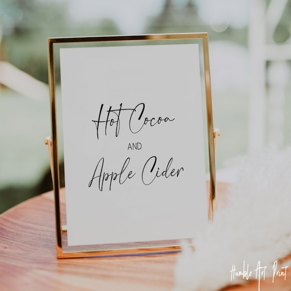 Hot Cocoa Bar Sign and apple Cider ,Drink Sign,Winter Wedding Party Drink Sign,Wedding Drink Sign,Hot Chocolate Station Sign, Winter Wedding