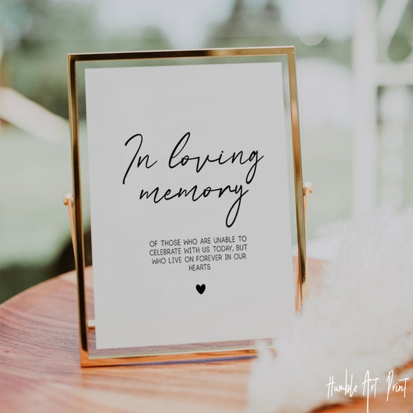 In Loving Memory Sign, Memorial Sign,Wedding Ceremony Loved Ones in Heaven, Memorial Printable In Loving Memory  for Wedding, In Memory Sign