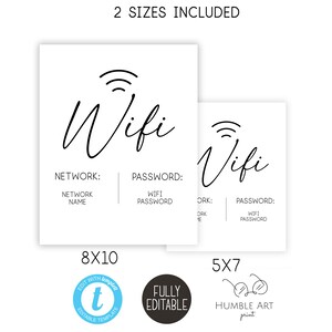 WIFI Password Sign Printable, Editable Guest Room Sign Template, Wifi Sign Printable, Wifi Sign, WIFI Password Sign, Editable WiFi Sign image 7