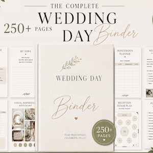 250 Page Wedding Day Binder Template, Wedding Day Timeline, Itinerary & Schedule, Day Of Coordinator Planner, Canva + Printable Wedding