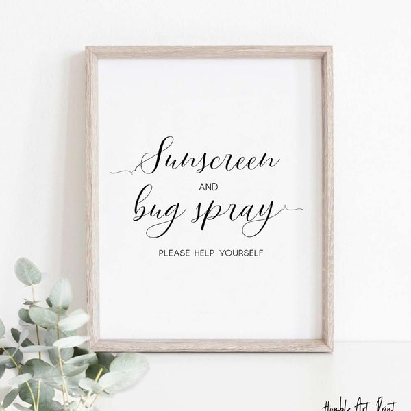 Sunscreen And Bug Spray Sign,Wedding Signs ,Outdoor Wedding Signs , Insect Repellent Sign,Garden Wedding Sign,Summer Wedding Reception print