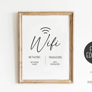 WIFI Password Sign Printable, Editable Guest Room Sign Template, Wifi Sign Printable, Wifi Sign, WIFI Password Sign, Editable WiFi Sign image 4