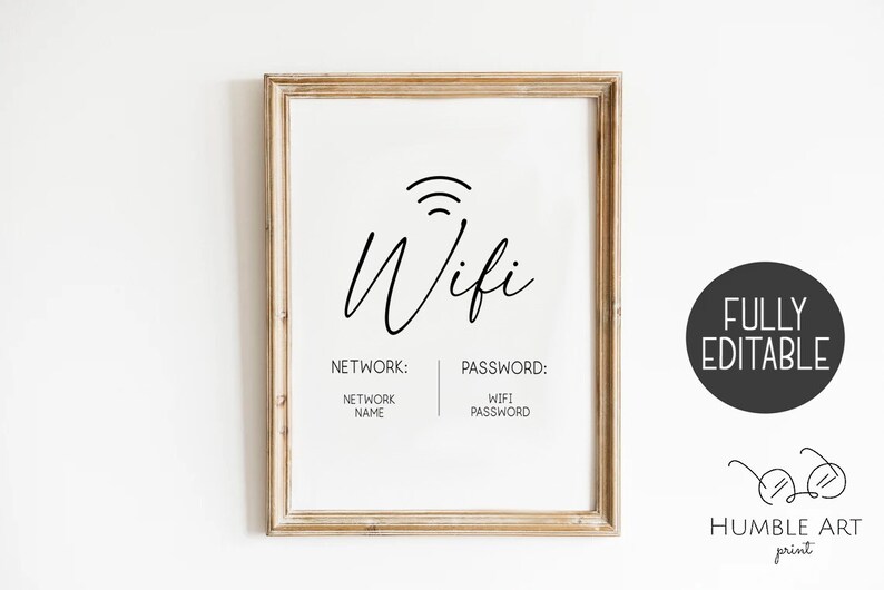 WIFI Password Sign Printable, Editable Guest Room Sign Template, Wifi Sign Printable, Wifi Sign, WIFI Password Sign, Editable WiFi Sign image 4