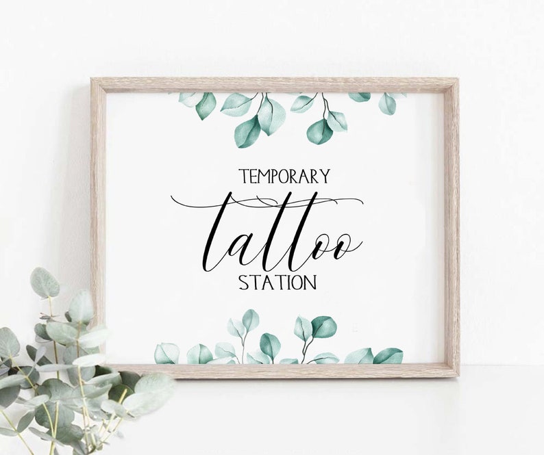 Tattoo Station Sign Printable Wedding Temporary Tattoo Print Etsy