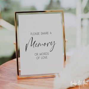 Please Share A Memory Or Words Of Love, Share A Memory Sign, In Loving Memory Wedding Sign, Remembrance ,Wedding Ceremony Memorial Sign