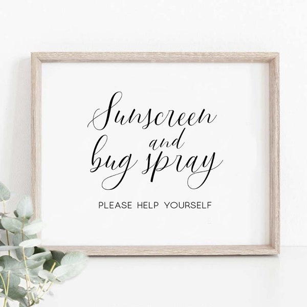 Sunscreen And Bug Spray Sign,Wedding Signs ,Outdoor Wedding Signs , Insect Repellent Sign,Garden Wedding Sign,Summer Wedding Reception print