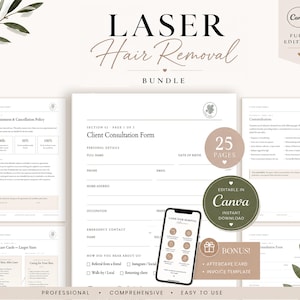 Laser Hair Removal Forms, Editable Consent & Consultation Templates, IPL Client Forms Bundle, Laser Technician Business Forms, Canva