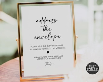 Please Help The Bride To Be,Addressee Sign,busy Bride to Be,Wedding Shower Sign, editable template,Write Your Address on an Envelope sign