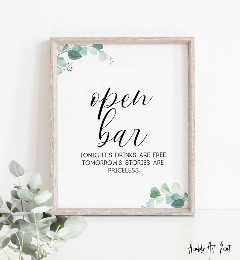 Open Bar Sign for Wedding Funny Open Bar Signopen Bar Sign Etsy