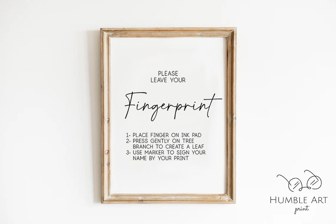 Thuumprint Sign Thumbprint Guestbook Sign,please Leave Your Fingerprint,wedding Signs ...