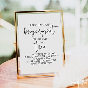 Please Leave Your Fingerprint, minimalist Wedding Signs, Fingerprint Guestbook Sign, Guest Tree Sign, Wedding Prints, Wedding Printables