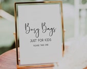 Kids Busy Bag Sign, Kids Wedding Activities Table Sign, Kids Wedding Favor, Wedding Kids Arts and Crafts Bag, Kids Activity Wedding