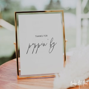 Thanks for Poppin By Sign, Popcorn Bar Sign, Wedding Decor Sign,Wedding Favors, Popcorn Wedding, Popcorn Bags, Wedding Signs, Popcorn Favor
