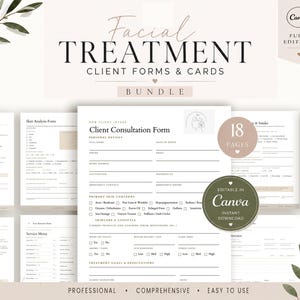 Facial Treatment Forms Bundle, Editable Esthetician Consent & Consultation Templates, Skincare Client Forms, Spa Intake Templates, Canva