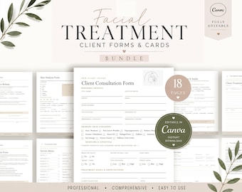 Facial Treatment Forms Bundle, Editable Esthetician Consent & Consultation Templates, Skincare Client Forms, Spa Intake Templates, Canva