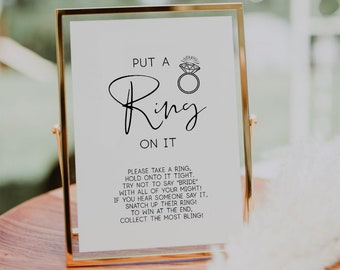 Put A Ring On It Game, Ring Game, Bridal Shower Games Printable, Bridal Shower Game, Put A Ring On It Sign, Don&#39;t Say Bride or Wedding game