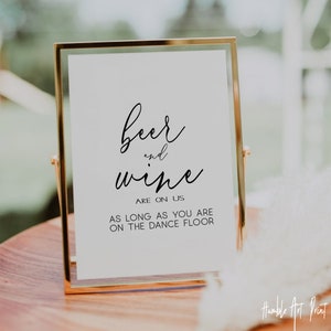 Beer and Wine Party Sign, Wedding Decor Sign, Beer And Wine Bar, Wedding Open Bar Sign, Wedding Printables, alcohol sign, bar sign,