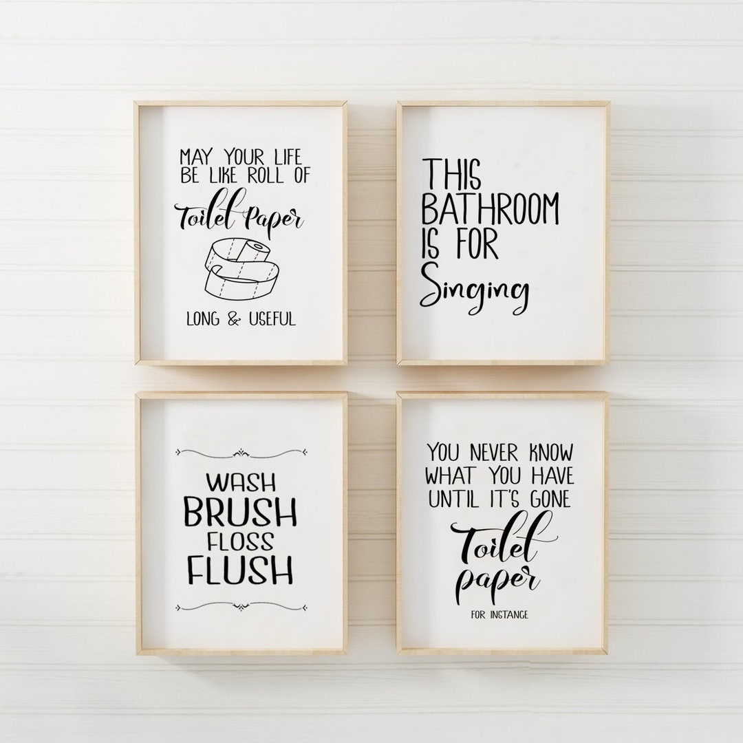 Set of 4 Bathroom Sign, Funny Bathroom Signs,funny Bathroom Prints ...