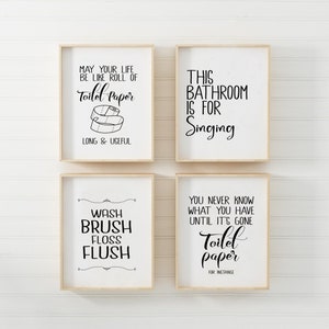 Set of 4 Bathroom Sign, Funny Bathroom Signs,funny Bathroom Prints ...