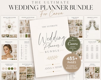 450 page Wedding Planner Template Bundle Complete Wedding Planning Binder, Wedding Itinerary, Wedding Planning Book, Wedding Itinerary Canva