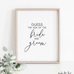 Guess the Age of the Bride and Groom Printable Sign, Guess Brides Age ...