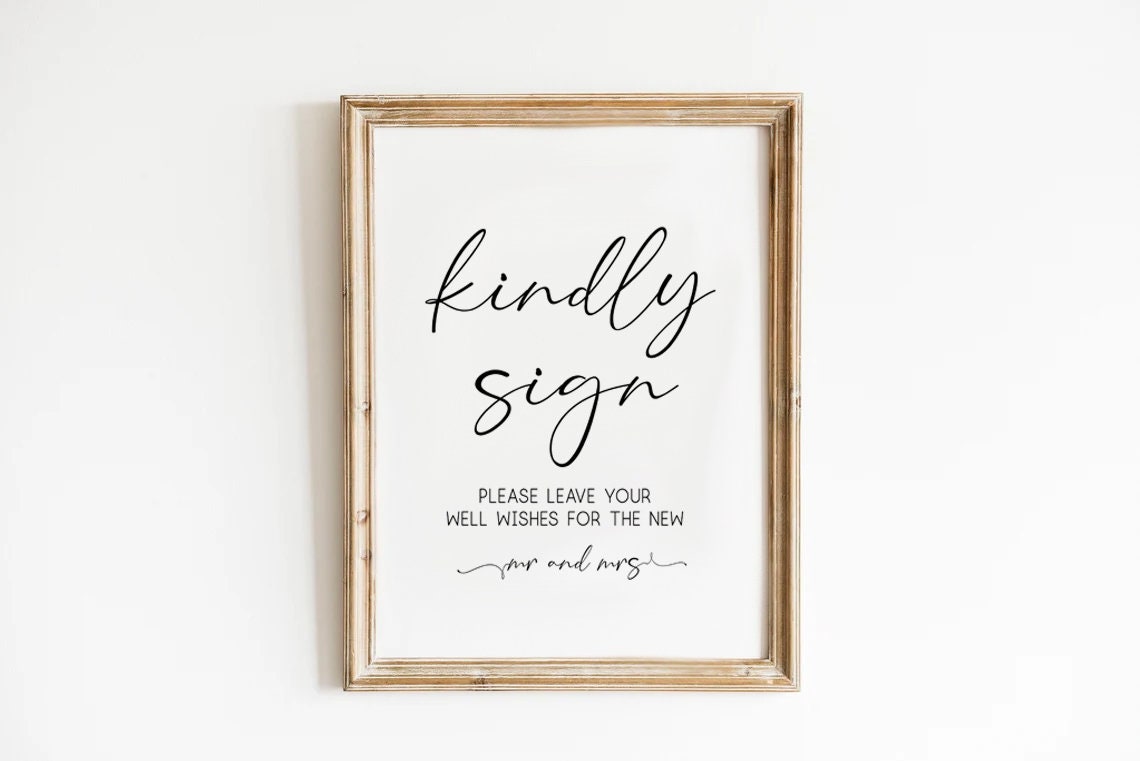 Kindly Sign Our Guestbook , Well Wishes Sign,printable Guest Book Sign ...
