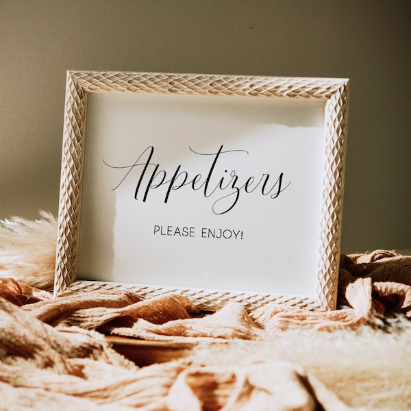 Wedding Appetizer Sign, Appetizers, Please Enjoy, Appetizer Bar, Wedding Table Signs  Wedding Signs, Reception Signs, Wedding Signage print