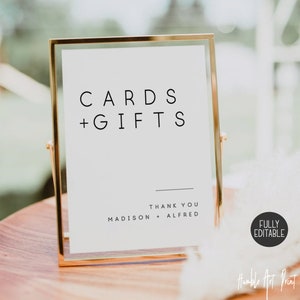 Minimalist Cards and Gifts Sign, Modern Cards and Gifts Sign, Cards and Gifts Sign , Printable Wedding Gift, Editable Wedding Template