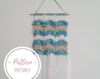 PATTERN PDF: Knitting Pattern Digital Download Garter Stitch Chevron Wall Hanging, Modern Home Decor Instructions