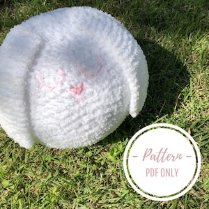 PATRÓN PDF: Patrón de tejer Descarga digital Sleepy Bunny Jumbo Peluche Peluche, Pascua Primavera Amigurumi Patrón Instrucciones