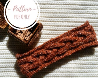 PATTERN PDF: Knitting Pattern Digital Download Mock Ribbing Cable, Headband Women's Cable Knit Braided Plait Headwear Instructions