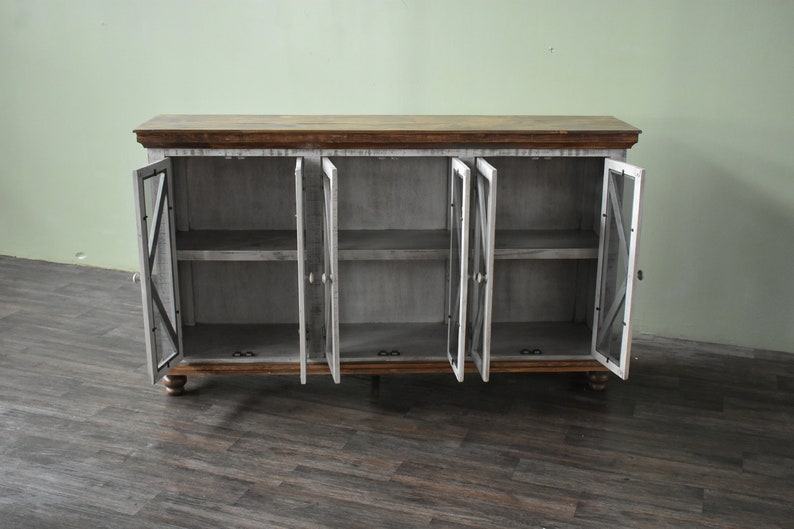Rustic Solid wood 6 Door Sideboard Multi Purpose Console Etsy