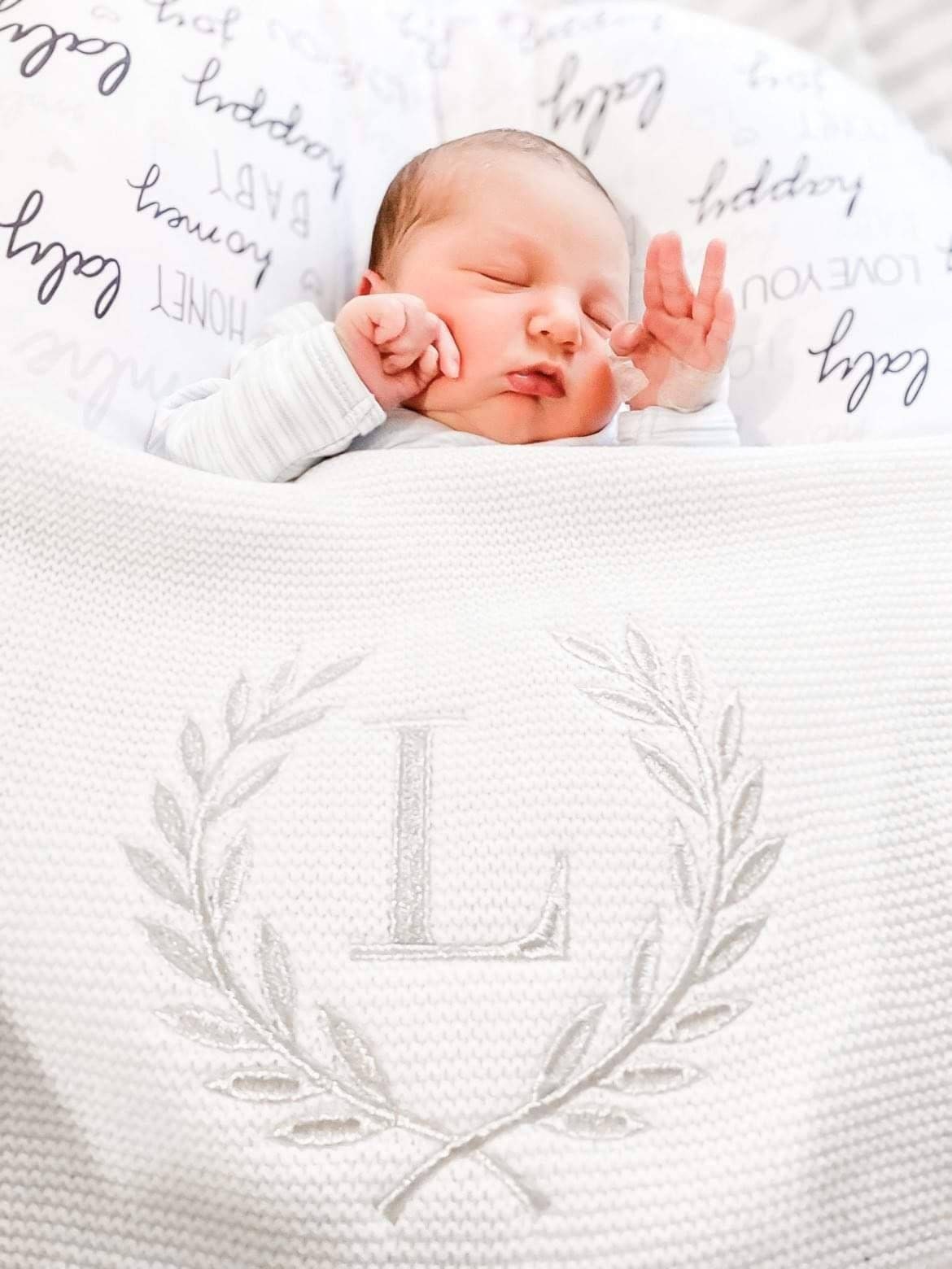 Personalized Knitted Baby Blue-monogrammed Knit Blanket-baby 