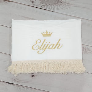 Weiße Fransen Swaddle - mit Stickerei