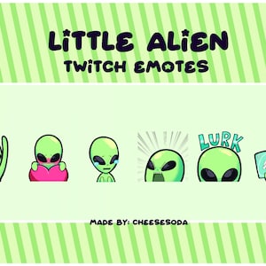 Little Alien Emotes | Discord sticker | Emotes For Streamer | Cute Chibi Anime style | Kawaii Emotes | Custom Sub Badges