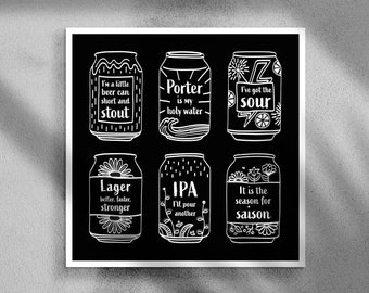 Beer Can Print, Stout Beer Print, Beer Print, IPA Beer Print, Sour Beer Print, Beer Lover Gift, Craft Beer Print, Lager Beer Print