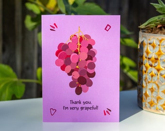 Thank you card, grape card, friend card, fruit pun cards