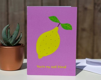 Lemon Card, friend card, best friend card, fruit pun cards