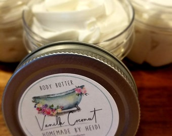 Homemade Shea Body Butter,Whipped Body Butter, Moisturizing Skin Care,All Natural,Non Greasy,Rich Creamy Body Butter,4oz Body Creme