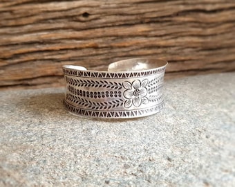Silver Ethnic Cuff Bracelet