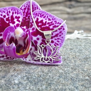 Silver lotus flower pendant