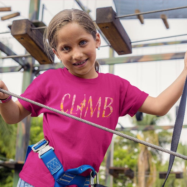 CLIMB Girls T-Shirt| Rock Climbing| Bouldering| Girl Athlete| Gift for Climber| Girl Power