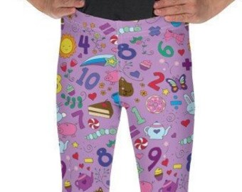 MATH GIRL Little Kid's Leggings| Numbers| Addition| Subtraction| Multiplication| Division| Bunnies| Cupcakes| Flowers| 2T 3T 4T 5T 6 6X 7